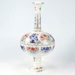 Handcrafted White Marble Inlay Urn Vase with Semi-Precious Stones | Luxury Floral Decorative Vase - Image 2