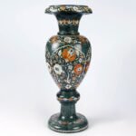 Handcrafted Green Marble Inlay Flower Vase with Semi-Precious Stones | Luxury Floral Decorative Vase - Image 2
