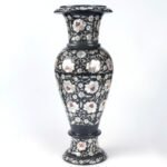 Handcrafted Black Marble Inlay Flower Vase with Semi-Precious Stones | Luxury Floral Decorative Vase for Home & Hotel Décor - Image 2