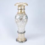 Handcrafted Mother of Pearl Inlay Decorative Vase with Semi-Precious Stones | Luxury Illuminated Home Décor Vase - Image 2