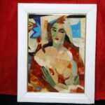 Handcrafted Marble Inlay Abstract Woman Wall Art with Semi-Precious Stones | Luxury Pietra Dura Stone Mosaic Painting - Image 2