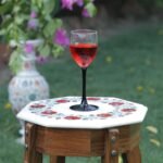 Handcrafted Marble Inlay Side Table with Red Floral Semi-Precious Stone Work | Octagonal Pietra Dura Accent Table - Image 2