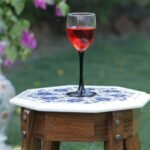 Handcrafted Octagonal Marble Inlay Table Top with Semi-Precious Stones | Blue Floral Pietra Dura Design - Image 2