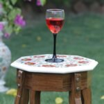 Handcrafted Octagonal Marble Inlay Table Top with Semi-Precious Stones | Red Floral Pietra Dura Design - Image 2