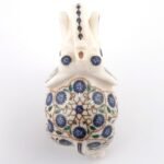 Handcrafted White Marble Elephant with Blue Semi-Precious Stone Inlay | Lucky Uplifted Trunk Luxury Home Décor Showpiece) - Image 3