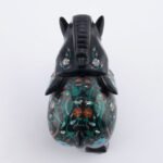 Handcrafted Black Marble Elephant with Multi-Color Semi-Precious Stone & Mother of Pearl Inlay | Luxury Decorative Showpiece - Image 3