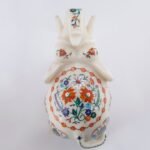 Handcrafted White Marble Elephant with Floral Semi-Precious Stone Inlay | Pietra Dura Marble Showpiece - Image 3