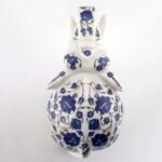 Handcrafted White Marble Elephant with Blue Floral Semi-Precious Stone Inlay | Pietra Dura Marble Art Showpiece - Image 3