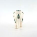 Handcrafted White Marble Elephant with Green Floral Semi-Precious Stone Inlay | Pietra Dura Decorative Figurine - Image 3