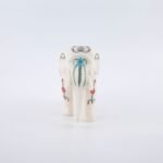 Handcrafted White Marble Elephant with Multi-Color Floral Semi-Precious Stone Inlay | Pietra Dura Miniature Décor Figurine - Image 3