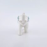 Handcrafted White Marble Elephant Figurine with Blue Floral Semi-Precious Stone Inlay | Pietra Dura Decorative Mini Sculpture - Image 3