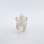 Handcrafted White Marble Elephant with Multicolor Floral Semi-Precious Stone Inlay | Pietra Dura Mini Decorative Sculpture - Image 3