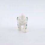 Handcrafted White Marble Elephant with Green Floral Semi-Precious Stone Inlay | Pietra Dura Marble Animal Figurine - Image 3