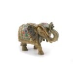Handcrafted Stone Elephant Figurine with Semi-Precious Stone Inlay | Traditional Indian Decorative Sculpture - Image 4