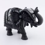 Handcrafted Black Marble Elephant Figurine with Semi-Precious Stone Inlay | Luxury Indian Pietra Dura Home Décor - Image 5