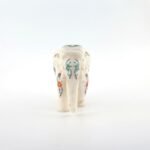 White Marble Elephant Showpiece with Semi-Precious Stone Floral Inlay | Handcrafted Pietra Dura Figurine - Image 3