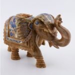 Handcrafted Marble Elephant Figurine with Blue Lapis Lazuli Floral Inlay | Semi-Precious Stone Home Décor Showpiece - Image 4