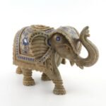 Handcrafted Marble Elephant Showpiece with Blue Lapis Lazuli Inlay | Semi-Precious Stone Decorative Figurine for Home & Office - Image 4