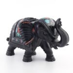 Handcrafted Black Marble Elephant Showpiece with Multi-Color Semi-Precious Stone Inlay | Luxury Decorative Figurine - Image 4