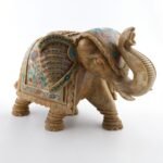Handcrafted Marble Elephant Showpiece with Multi-Color Semi-Precious Stone Inlay | Traditional Indian Home Décor Figurine - Image 4