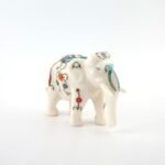 Handcrafted White Marble Elephant with Multi-Color Floral Semi-Precious Stone Inlay | Pietra Dura Miniature Décor Figurine - Image 4