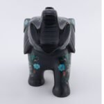 Handcrafted Black Marble Elephant with Multi-Color Semi-Precious Stone & Mother of Pearl Inlay | Luxury Decorative Showpiece - Image 5