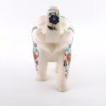Handcrafted White Marble Elephant Figurine with Multi-Color Semi-Precious Stone Inlay | Traditional Floral Décor Showpiece - Image 5