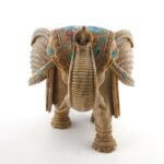 Handcrafted Marble Elephant Showpiece with Multi-Color Semi-Precious Stone Inlay | Traditional Indian Home Décor Figurine - Image 5