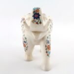 Handcrafted White Marble Elephant with Floral Semi-Precious Stone Inlay | Pietra Dura Marble Showpiece - Image 5