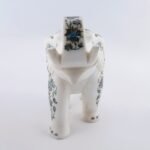 Luxury White Marble Elephant Showpiece with Mother of Pearl Floral Inlay | Handcrafted Semi-Precious Stone Pietra Dura Art - Image 5