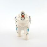 Handcrafted White Marble Elephant with Semi-Precious Stone Inlay | Lucky Uplifted Trunk Marble Home Décor Showpiece - Image 5