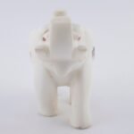 Handcrafted White Marble Elephant with Semi-Precious Stone Inlay | Lucky Uplifted Trunk Marble Home Décor Showpiece - Image 5