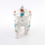 Handcrafted White Marble Elephant with Semi-Precious Stone Inlay | Lucky Uplifted Trunk Marble Home Décor Showpiece - Image 5