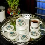 Handcrafted White Marble Inlay Coaster Set with Mother of Pearl, Malachite & Turquoise Floral Design - Image 3