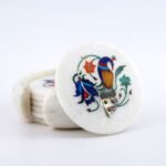 Handcrafted Marble Inlay Coaster Set with Peacock Motif | Semi-Precious Stone Pietra Dura Art - Image 3