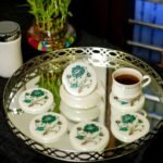 Handcrafted Marble Inlay Coaster Set with Malachite Floral Design | Semi-Precious Stone Pietra Dura Art - Image 2