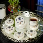 Handcrafted Marble Inlay Coaster Set with Blue Floral Design | Semi-Precious Stone Pietra Dura Coasters - Image 3