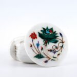 Handcrafted Marble Coaster Set with Malachite & Mother of Pearl Inlay | Luxury Floral Tableware Décor - Image 3
