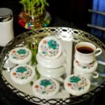 Handcrafted Marble Coaster Set with Malachite & Mother of Pearl Inlay | Luxury Floral Tableware Décor - Image 2