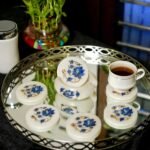 Handcrafted White Marble Inlay Coaster Set with Lapis Lazuli & Mother of Pearl Floral Art - Image 2