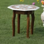 Handcrafted Marble Inlay Semi-Precious Stone Table Top | Octagonal Pietra Dura Floral Design - Image 2