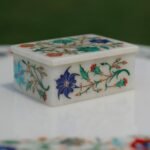 Handcrafted Marble Inlay Jewellery Box with Floral Pietra Dura Design | Semi-Precious Stone Decorative Storage Box - Image 2