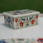 Handcrafted Marble Inlay Jewellery Box with Mughal Arch Floral Design | Pietra Dura Jewellery Box with Semi-Precious Stones - Image 2