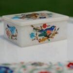 Handcrafted Marble Jewellery Box with Bird Motif & Semi-Precious Stone Inlay | Luxury Pietra Dura Art Box from Agra - Image 2