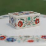 Handcrafted Marble Jewellery Box with Multicolor Floral Semi-Precious Stone Inlay | Luxury Pietra Dura Art Box from Agra - Image 2