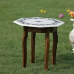 Handcrafted Marble Inlay Semi-Precious Stone Table Top | Octagonal Pietra Dura Floral & Bird Design - Image 2