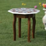 Luxury Handcrafted Marble Inlay Semi-Precious Stone Table Top | Octagonal Pietra Dura Floral Design - Image 2