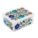 Handcrafted Marble Inlay Jewellery Box with Floral Pietra Dura Design | Semi-Precious Stone Decorative Storage Box - Image 3