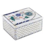 Handcrafted Marble Jewellery Box with Semi-Precious Stone Inlay | Luxury Pietra Dura Trinket Box from Agra - Image 3