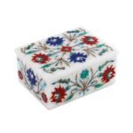 Handcrafted Marble Jewellery Box with Multicolor Floral Semi-Precious Stone Inlay | Luxury Pietra Dura Art Box from Agra - Image 3